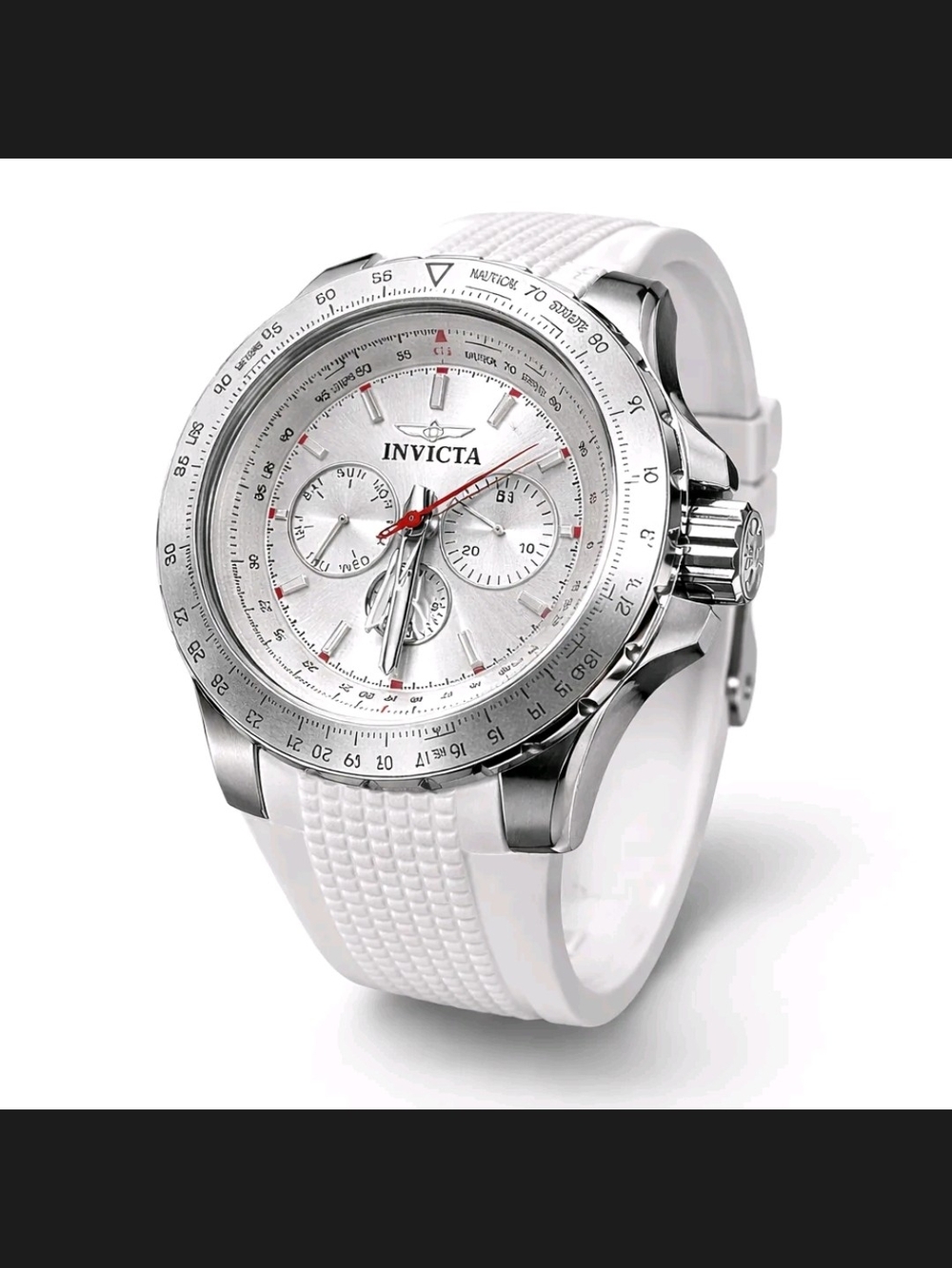 Invicta Chronograph Watch White & Silver
